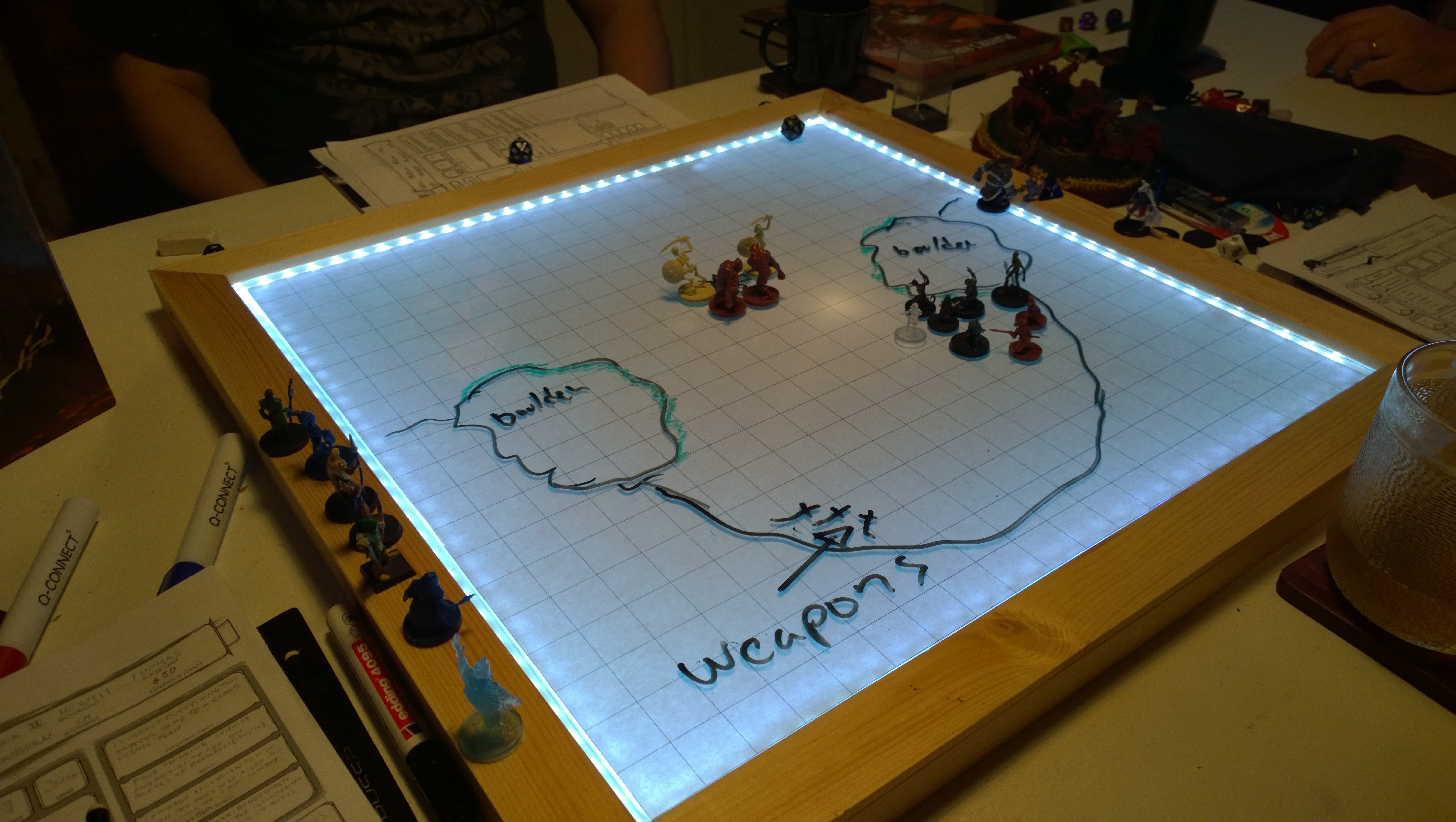 AREENA I – Backlighted wood framed glass surface for tabletop miniature game